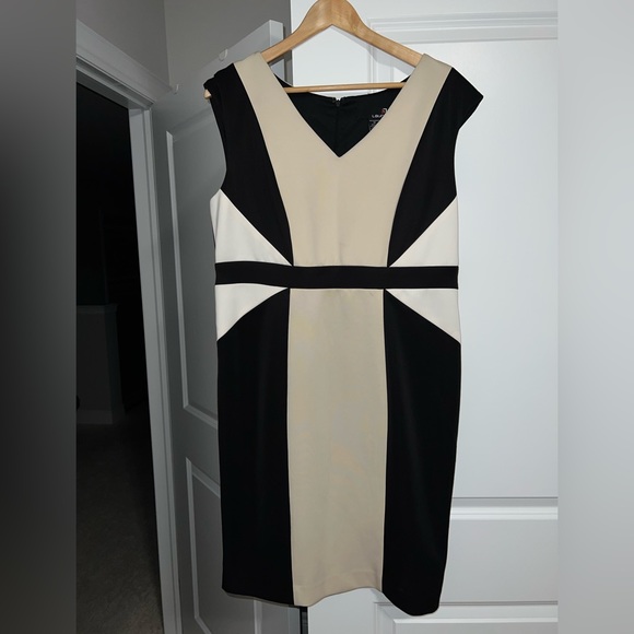 Laura Black and Nude Knee Length Dress - Size US 14 - Picture 2 of 6